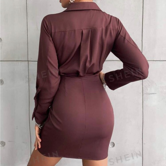 || Item: Short shirt dress || Color: brown || Size: XS || - Picture 2 of 3